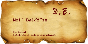 Wolf Balázs névjegykártya